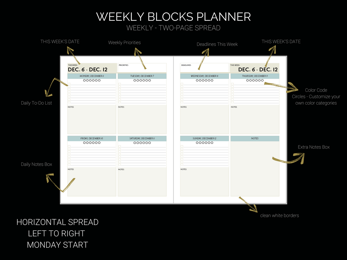 Weekly Blocks Planner – Timewise Planner Co