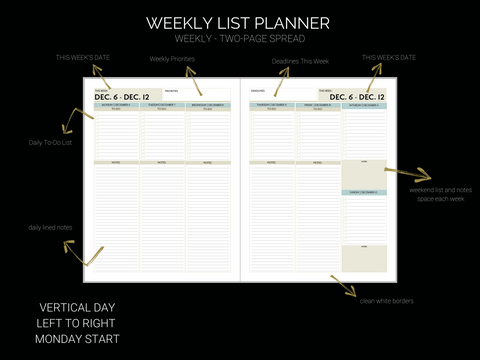 Weekly List Planner